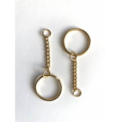 40mm, 9-link gilt plated key chain with 25mm split ring and jump ring