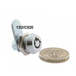 Micro size, 4 pin cam lock, 10.5mm, keyed alike (Complete with 19mm flat cam)