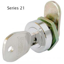 8mm, 5-Disc tumbler, mini camlock in polished chrome, keyed alike complete with 30mm cam and 2 keys
