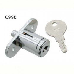 5 Disc-tumbler flange-mounted push lock in polished chrome. Keyed alike and supplied with 2 keys 